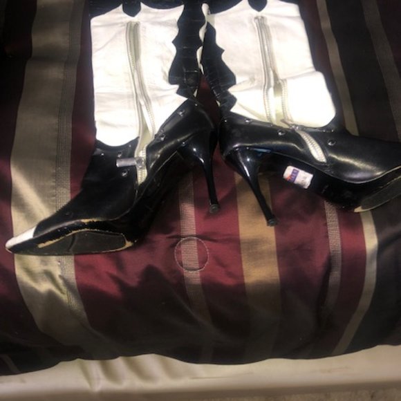 SEXY BLACK & WHITE MAURI AUTHENTIC ALLIGATOR BOOTS 3INCH HEELS SIZE 7 - Picture 4 of 7